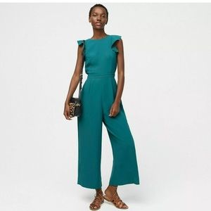 J. Crew Sleeveless Jade Ruffle Crepe Jumpsuit